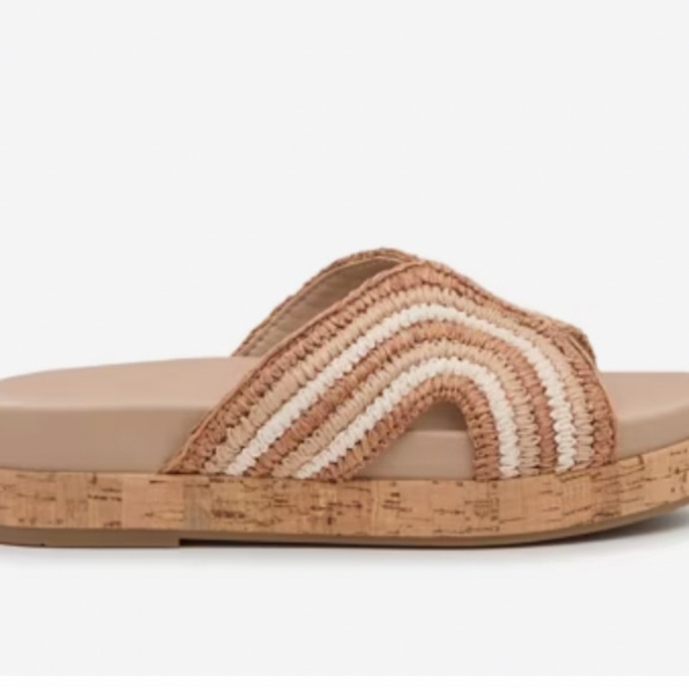 Marc Fisher Beige, Tan & Ivory Platform Sandals w/Raffia upper - Picture 7 of 7
